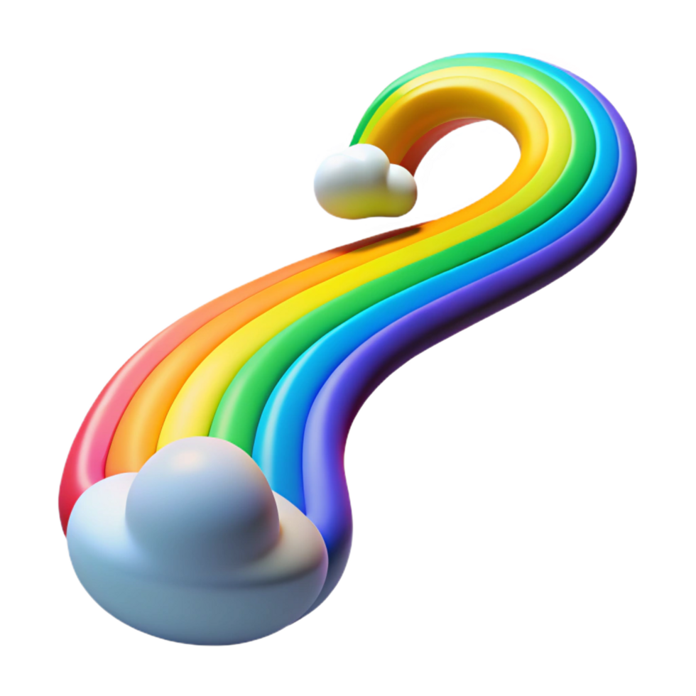 magnificent artistic Rainbow and Clouds 3D Render of Colorful Arc professional png