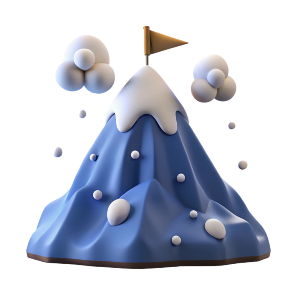 vibrant minimalist Reaching the Summit A 3D Mountaintop Illustration high quality png