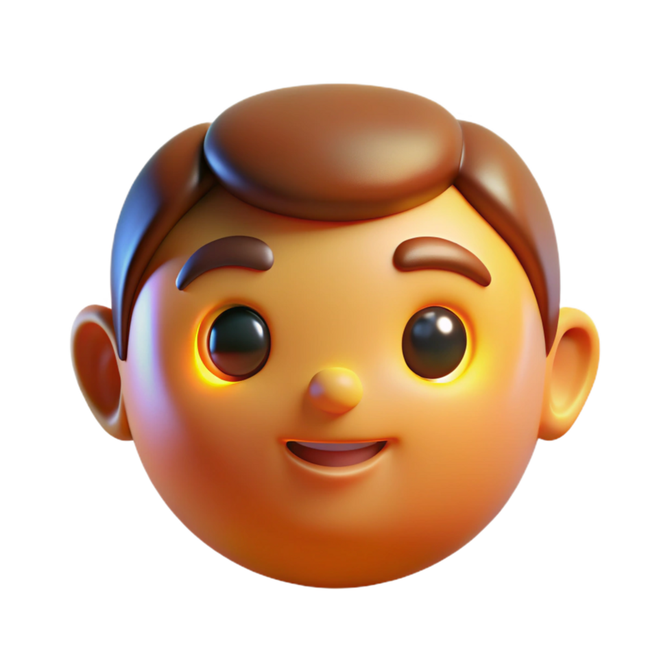 3D Render of Happy Boys Head png