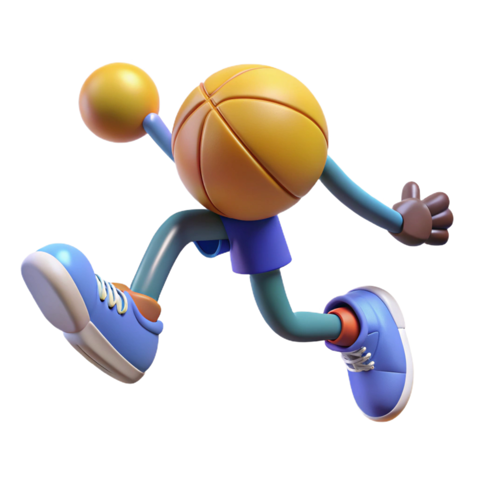 wonderful modern 3D Cartoon Basketball Player Running detailed png