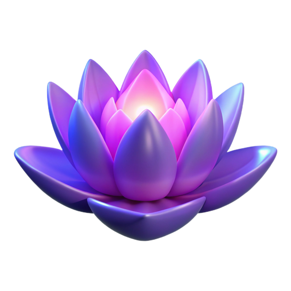 elegant artistic Glowing Purple Lotus Flower 3D Render original png