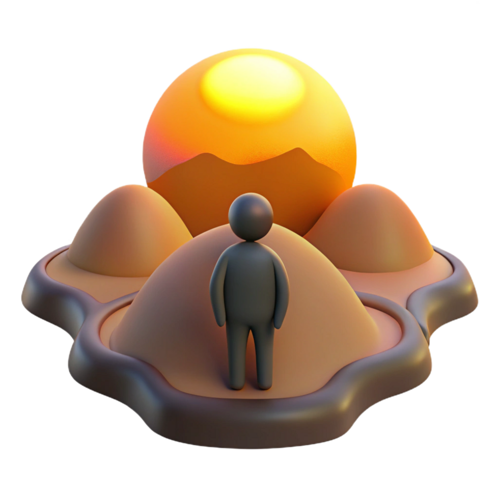 dramatic contemporary Sunset Landscape Person Contemplating Scenic View original png