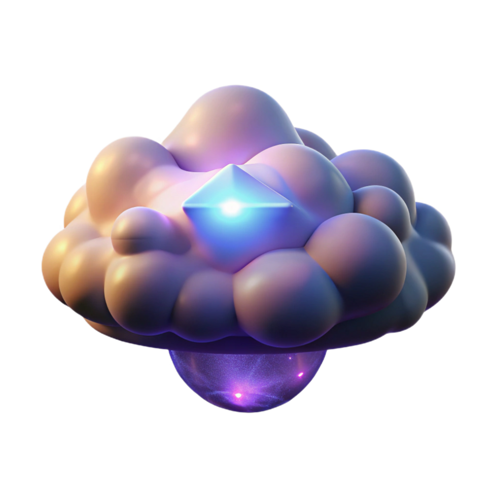 stunning traditional Abstract 3D Render Glowing Crystal Cloud authentic png