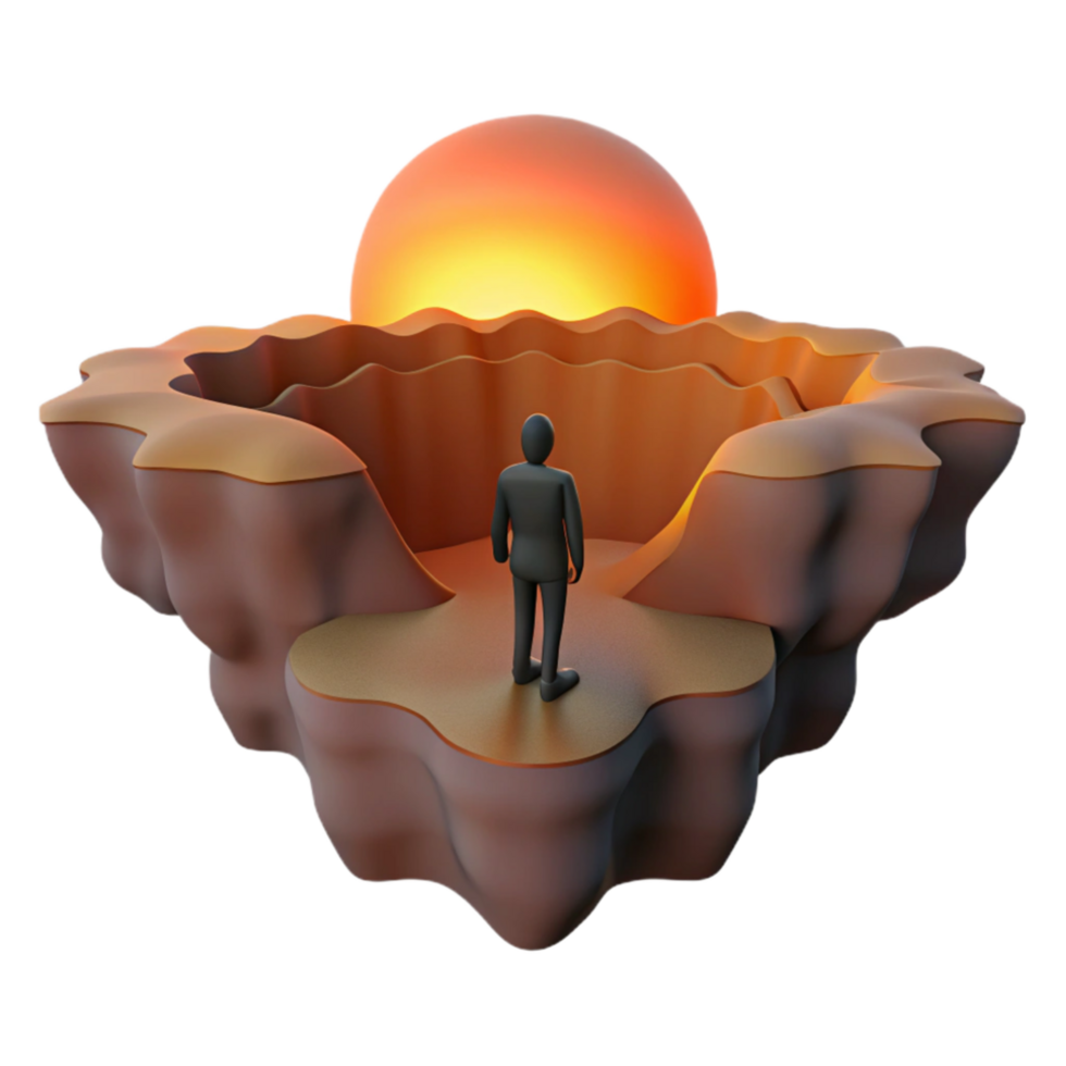 beautiful classic Solitary Figure Contemplates Sunset on Unique Island detailed png