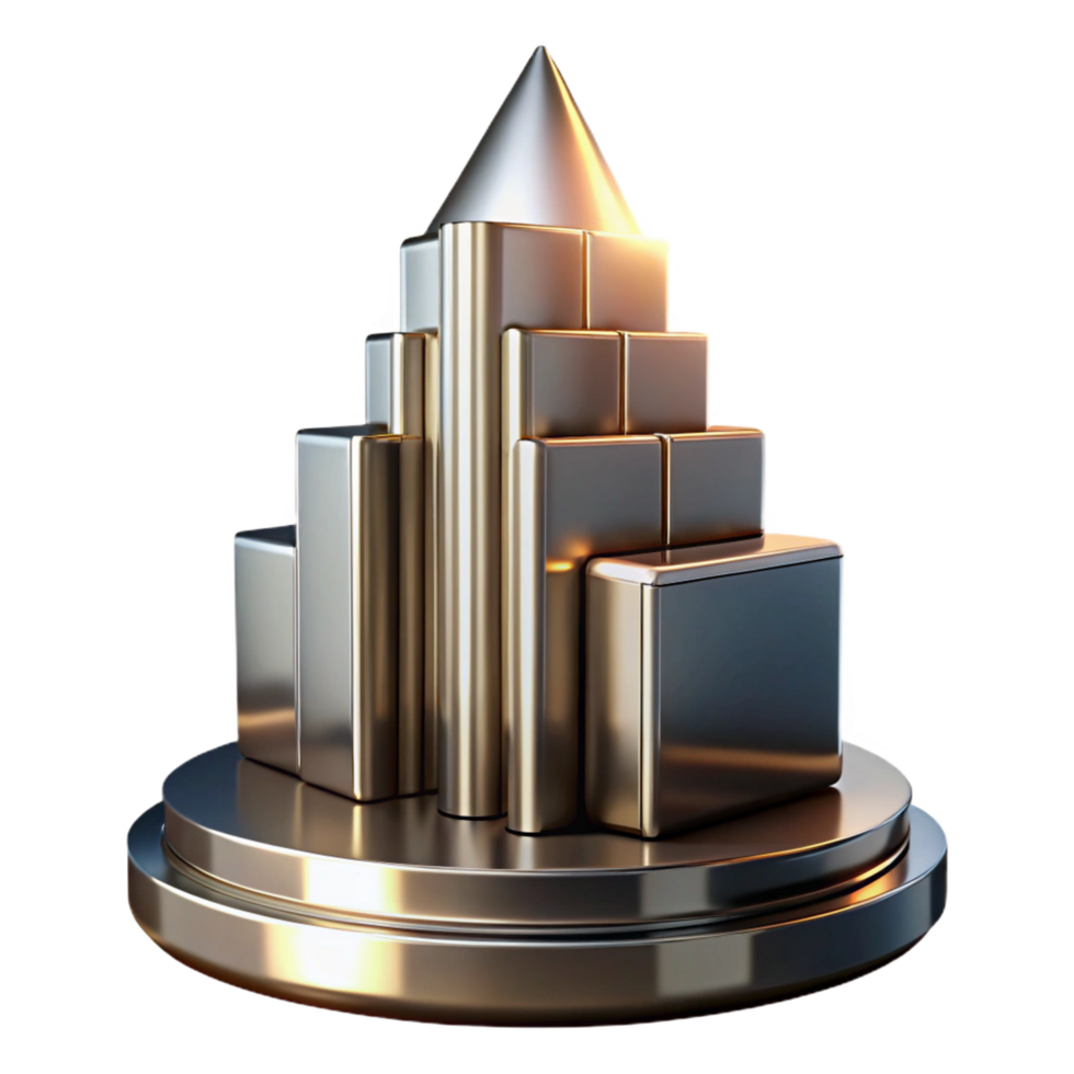 wonderful creative Abstract Metallic Cityscape 3D Render of Geometric Architecture detailed png