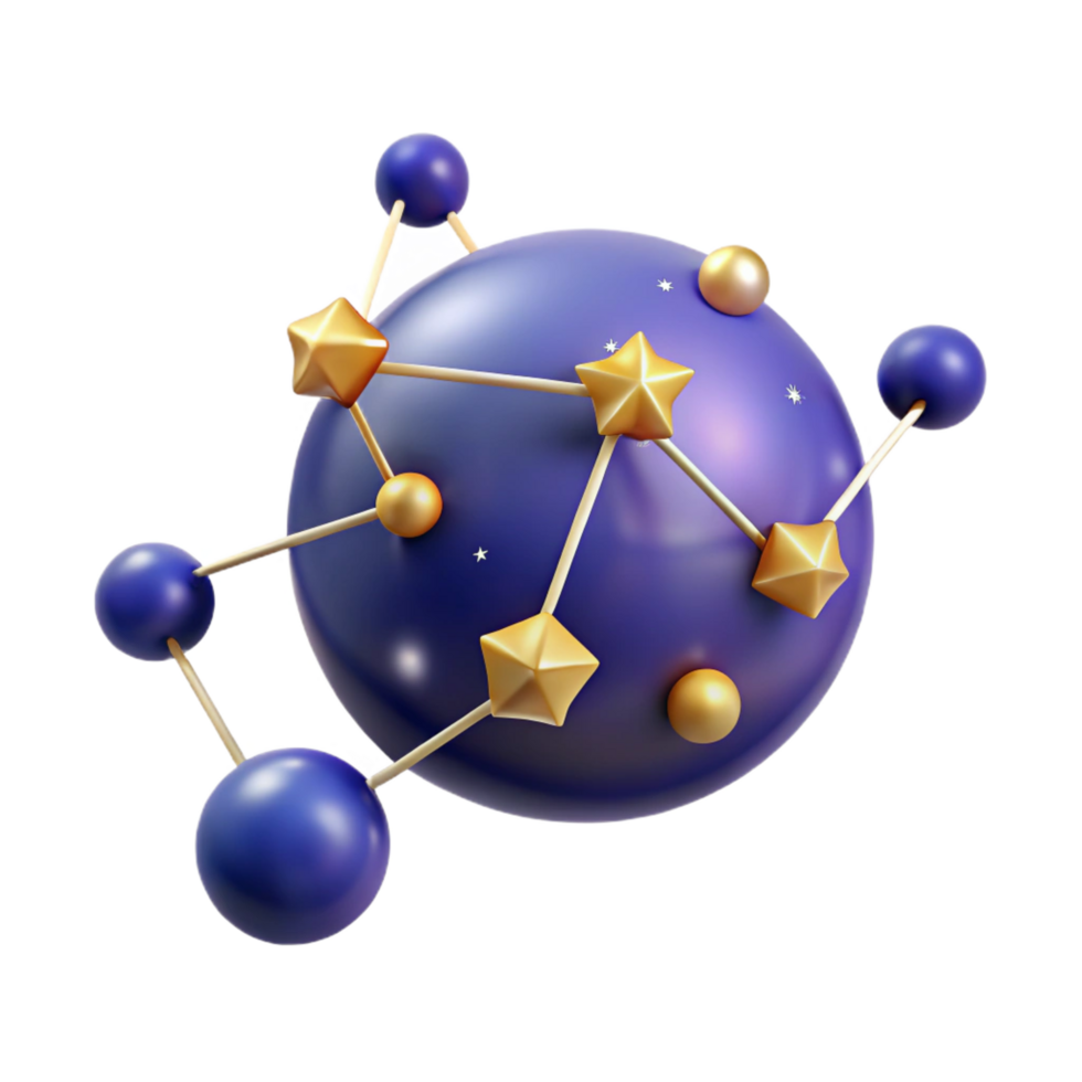 wonderful vintage Celestial Sphere 3D Abstract Network of Stars and Spheres authentic png