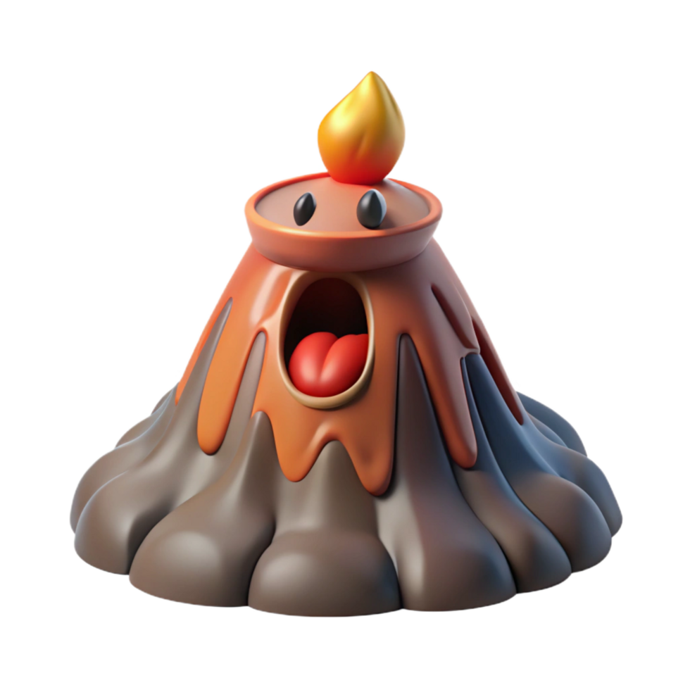elegant minimalist Cute Cartoon Volcano with a Surprised Face authentic png