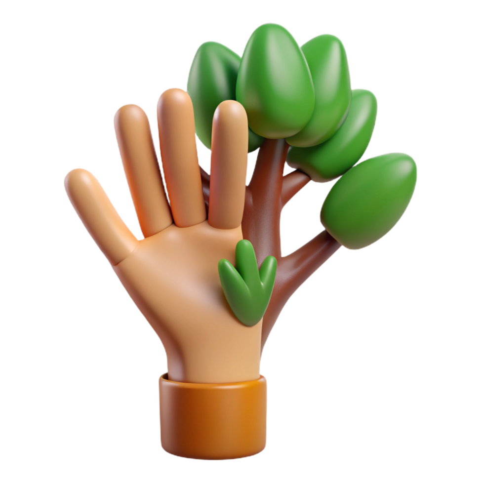 dramatic traditional Hand Tree Symbiotic Growth Environmentalism professional png