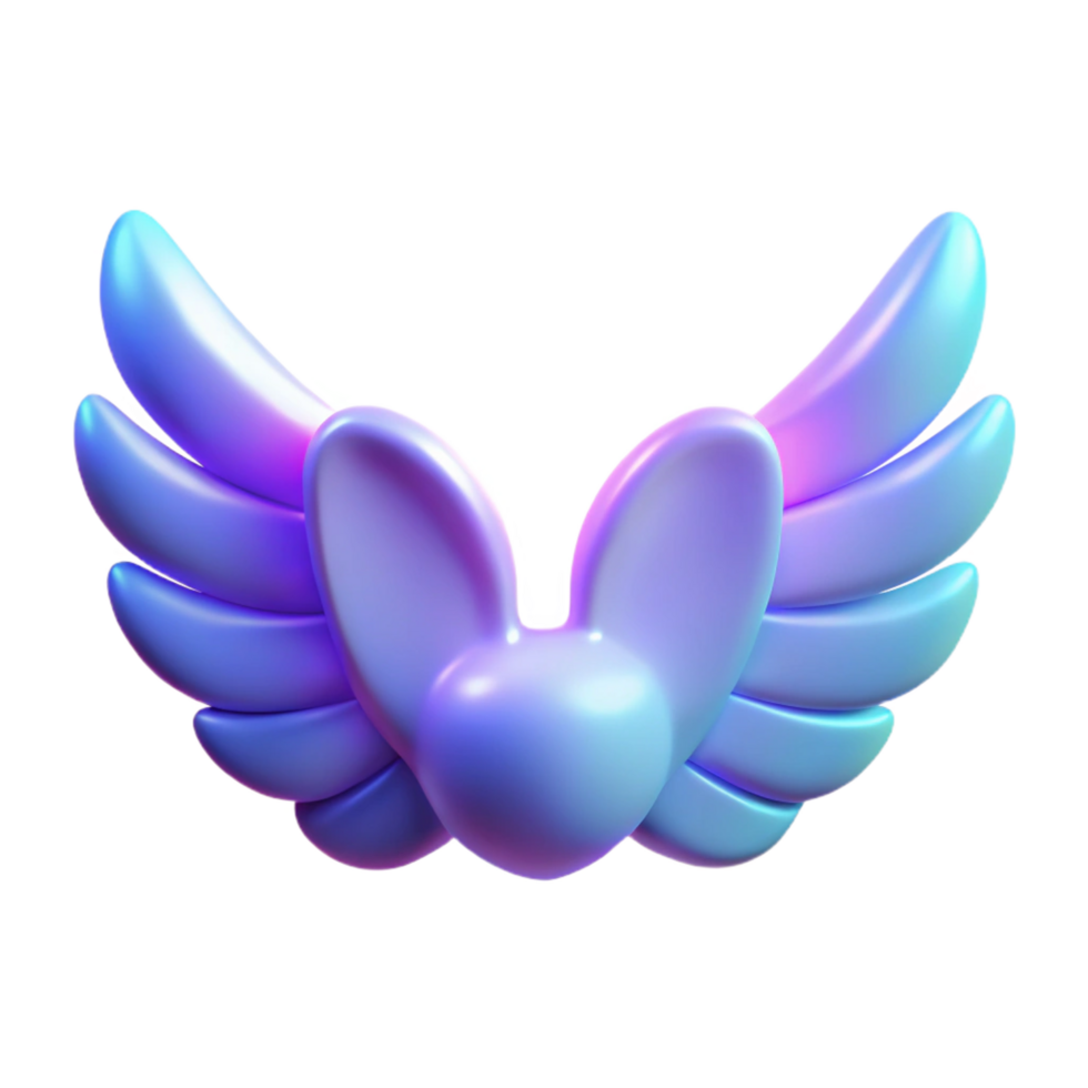 wonderful contemporary Cute Bunny with Wings 3D Render premium png