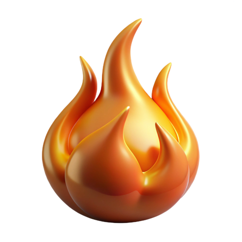 serene abstract 3D Render of a Flame Smooth, Shiny, Orange detailed png