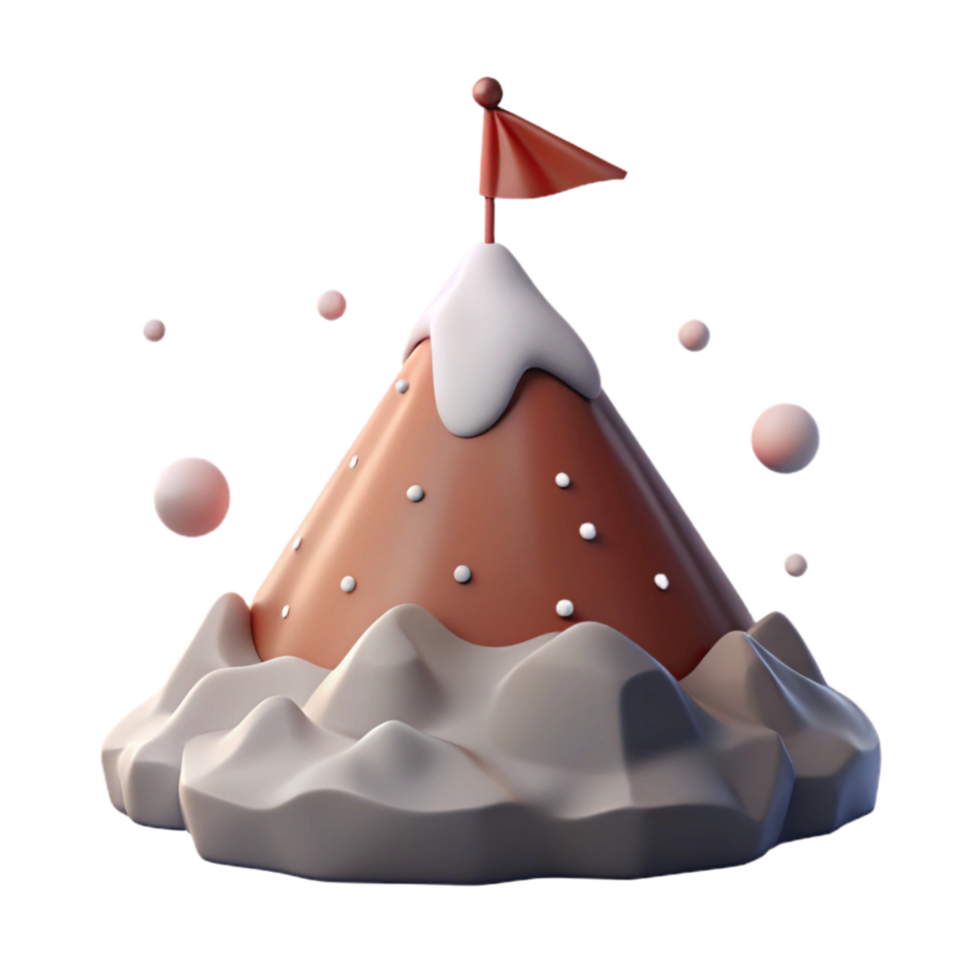 stunning creative Reaching the Summit 3D Mountain Peak with Flag high quality png