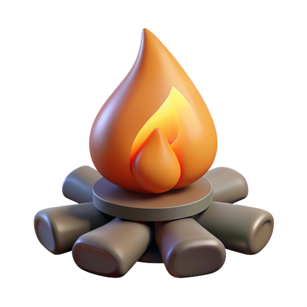 elegant creative Campfire 3D Model Realistic Flame and Logs high resolution png