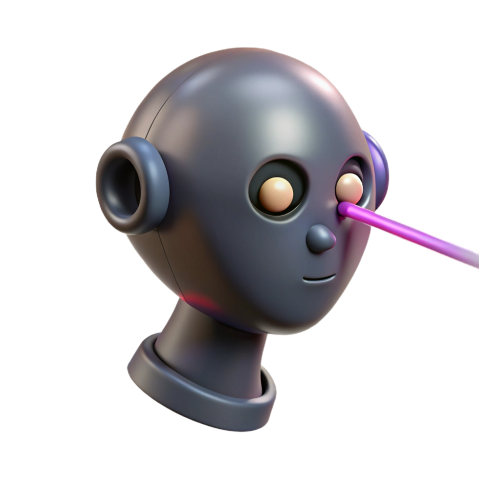 vibrant minimalist Scanning Robot Head 3D Render of Futuristic Technology exclusive png