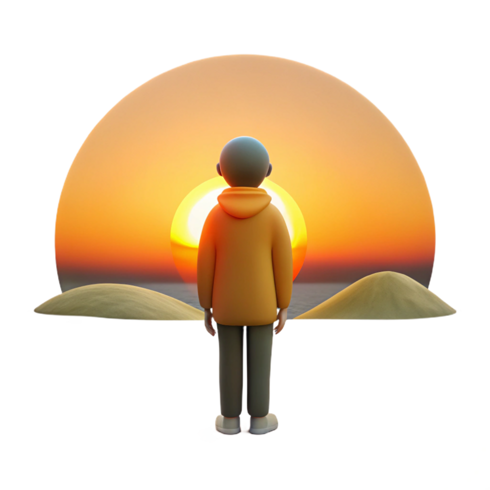 Sunset Contemplation A Figure Silhouetted Against the Setting Sun png