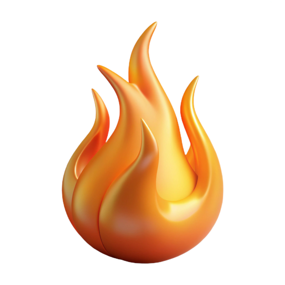 vibrant minimalist 3D Render Realistic Flame, Golden Hues 4K png