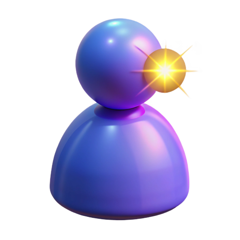stunning minimalist User Profile Highlight 3D Icon, Glowing Notification premium png