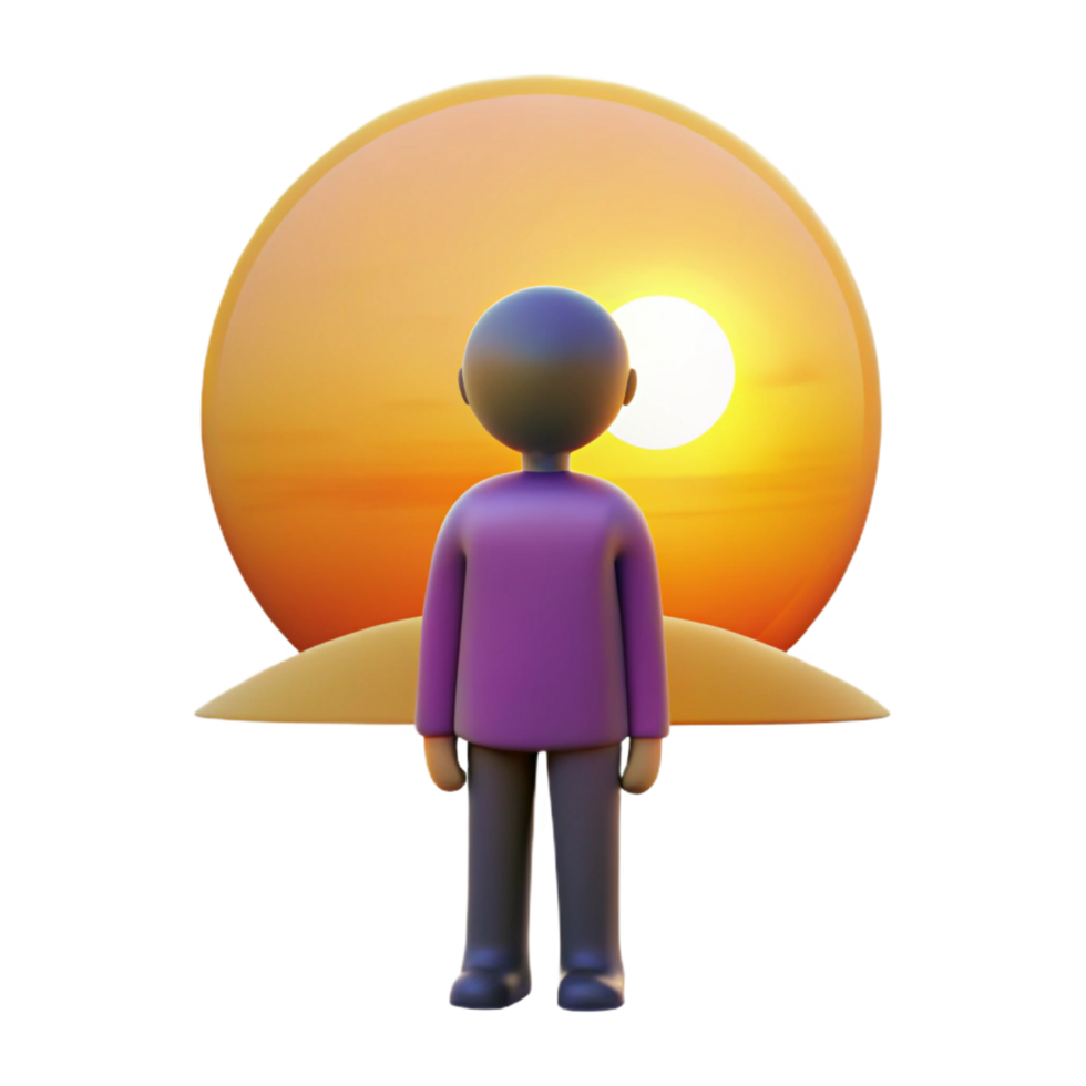 vibrant traditional Silhouette Watching Sunset Hope, Dreams, and New Beginnings high resolution png