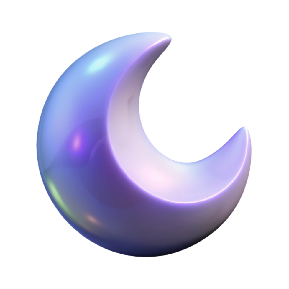 dramatic traditional Crescent Moon 3D Render of Luminous Night Sky Object professional png