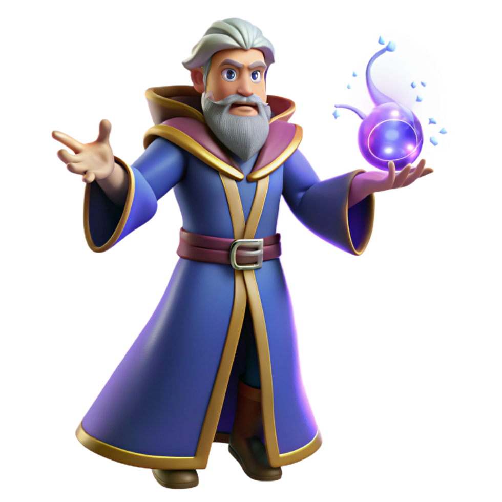 3D Render Wizard with Magic Orb png