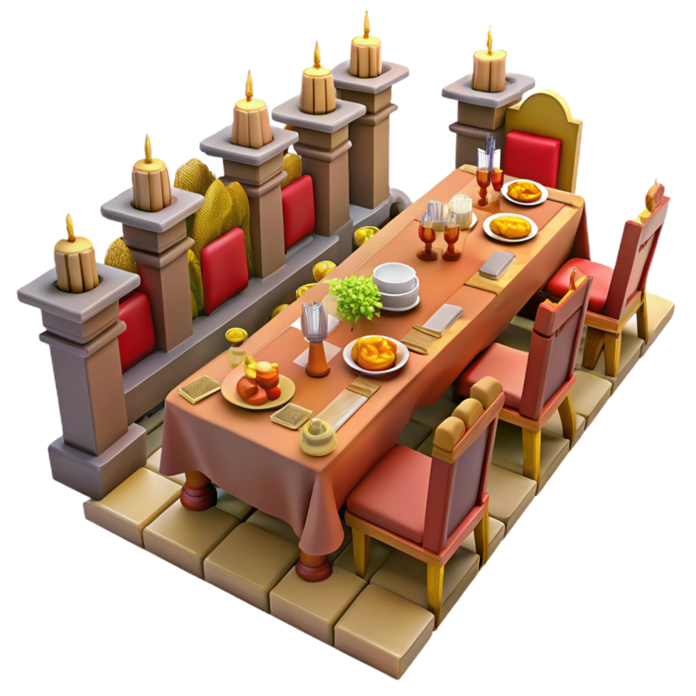 Royal 3D Rendered Dinner Table png