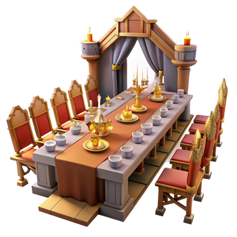 Royal Medieval Feast 3D Render png