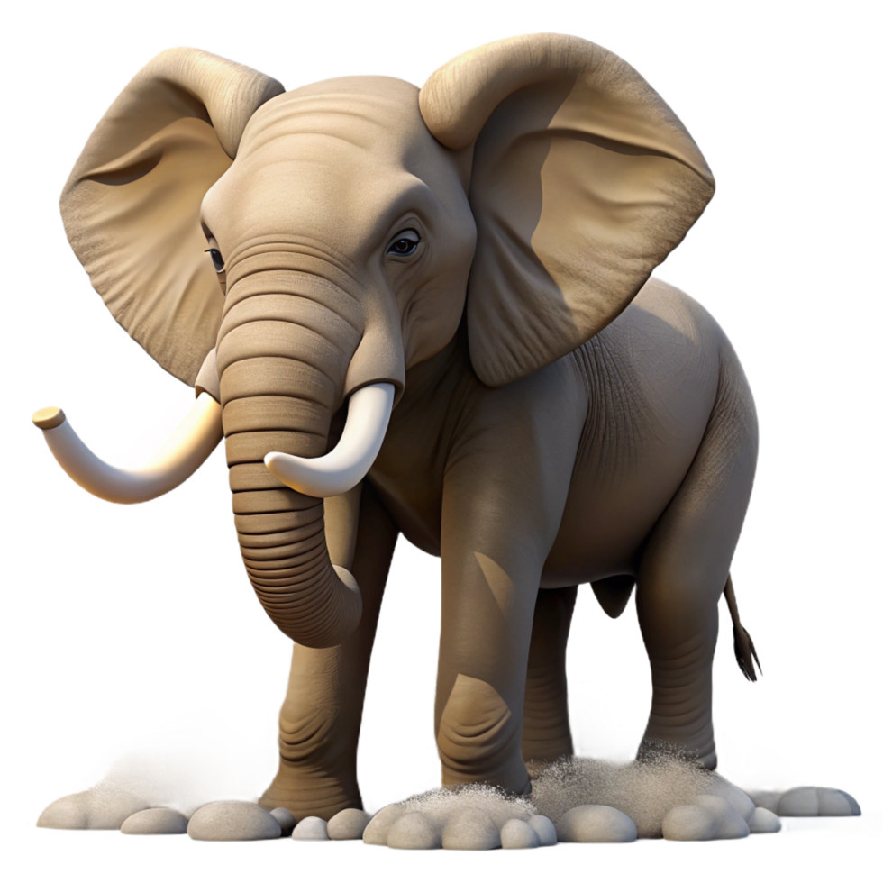 3D Cartoon Elephant Illustration png