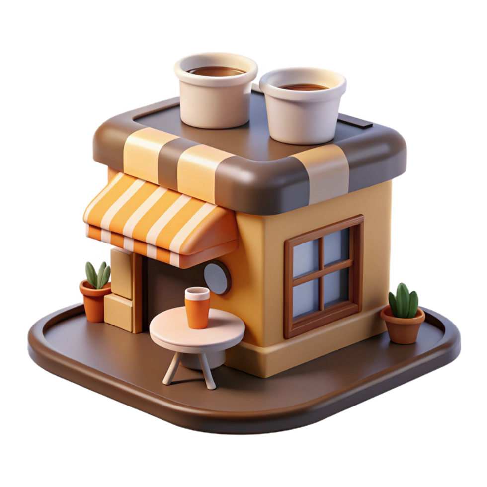 Cozy Coffee Shop 3D Render png