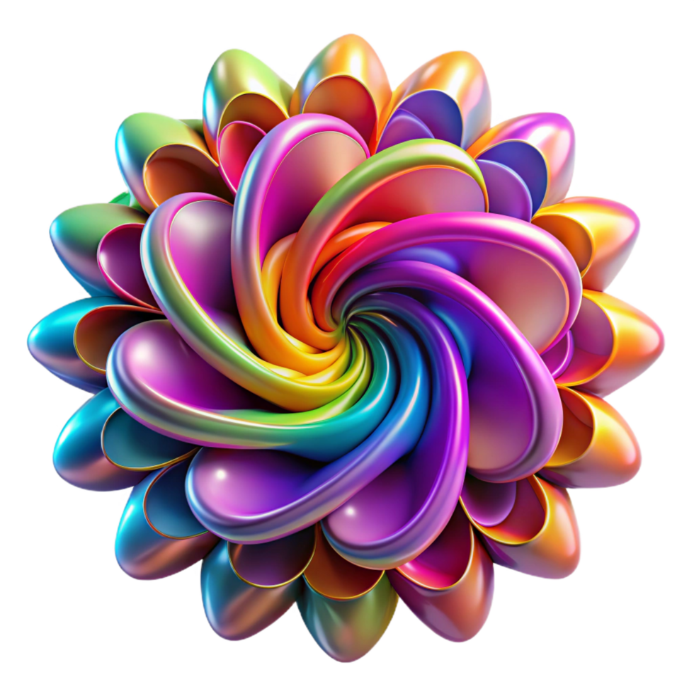 Rainbow Swirl 3D Abstract Flower png
