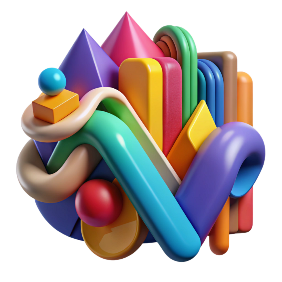 Colorful 3D Abstract Shapes Background png