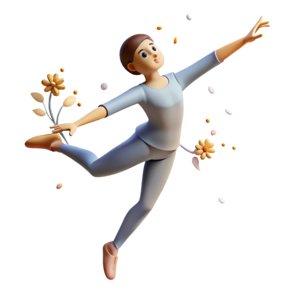 3D Illustration Joyful Dancer Leaping png