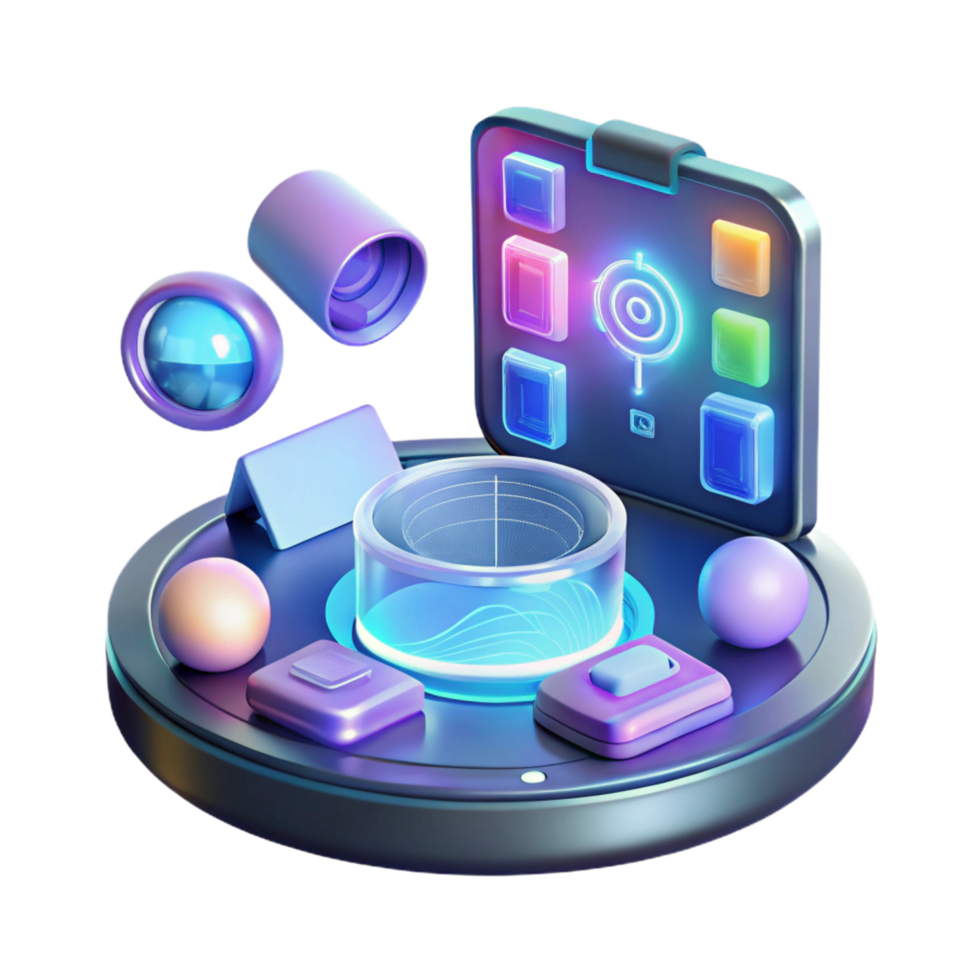 Neon 3D Tech Interface Illustration png