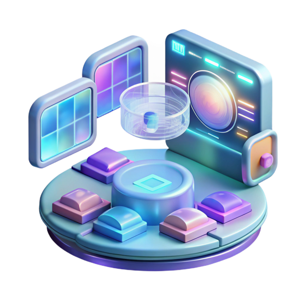 3D Render Abstract Tech Control Panel png