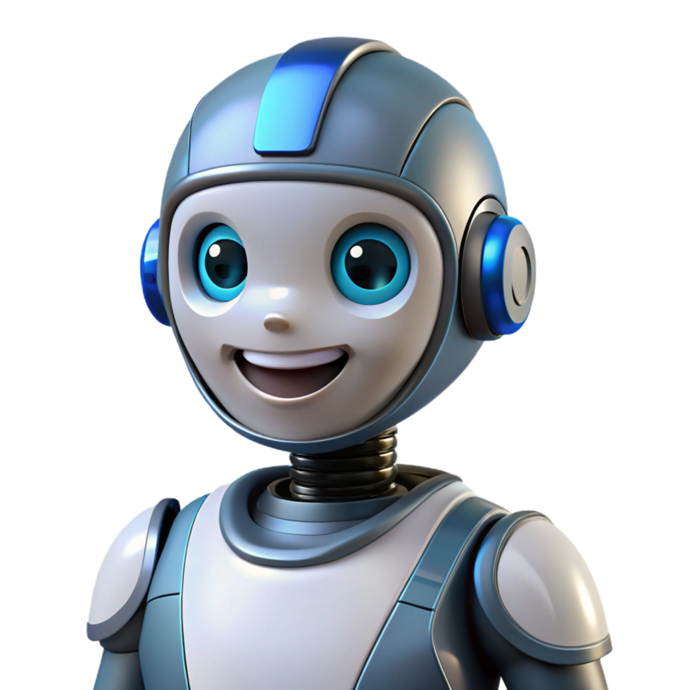 Friendly Robot Boy 3D Render png