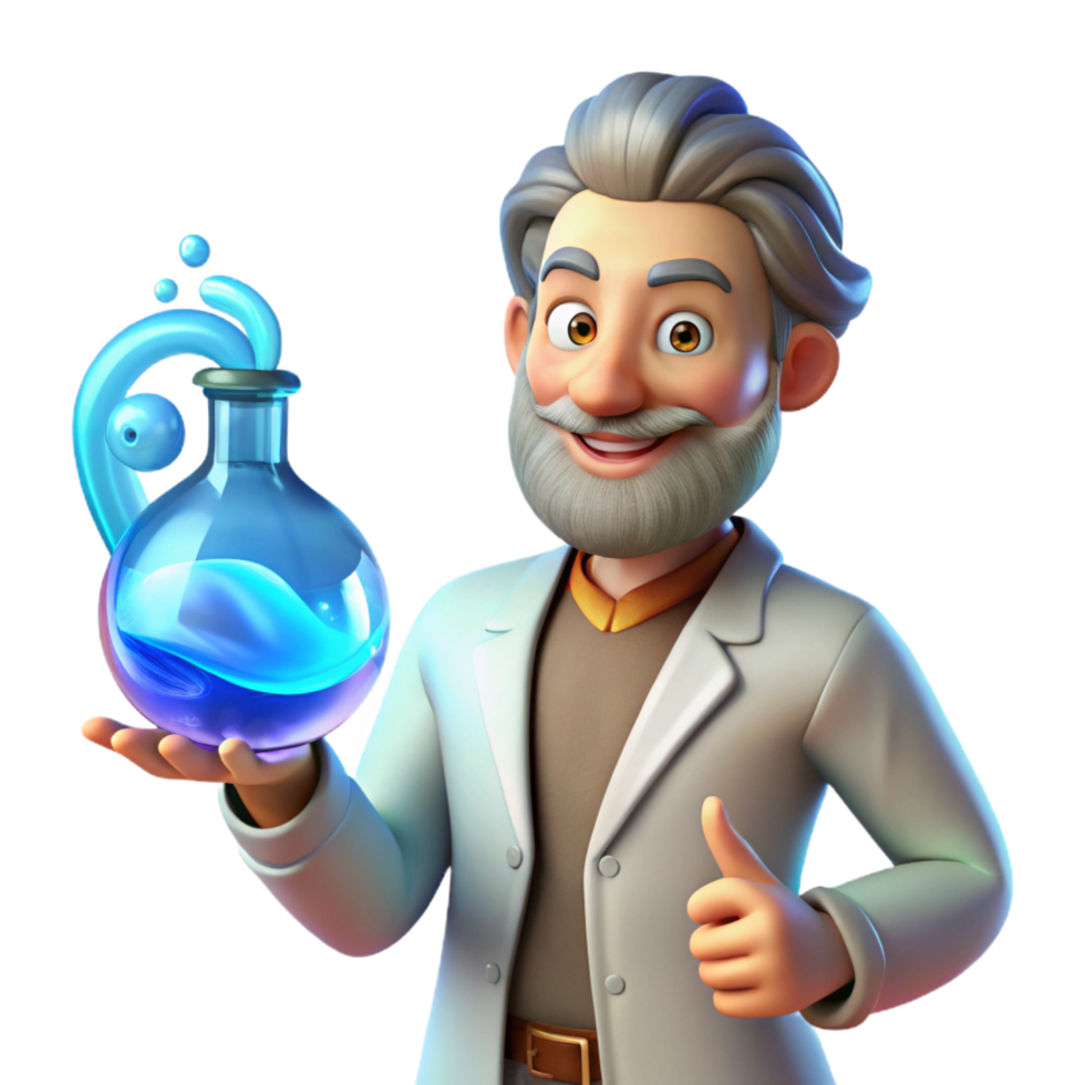 3D Cartoon Scientist with Potion png