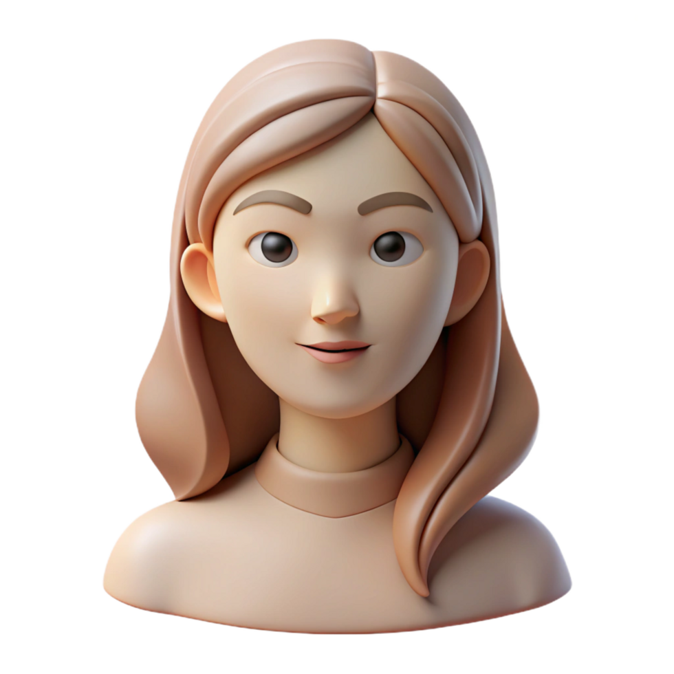3D Cartoon Woman Bust, Blonde Hair png