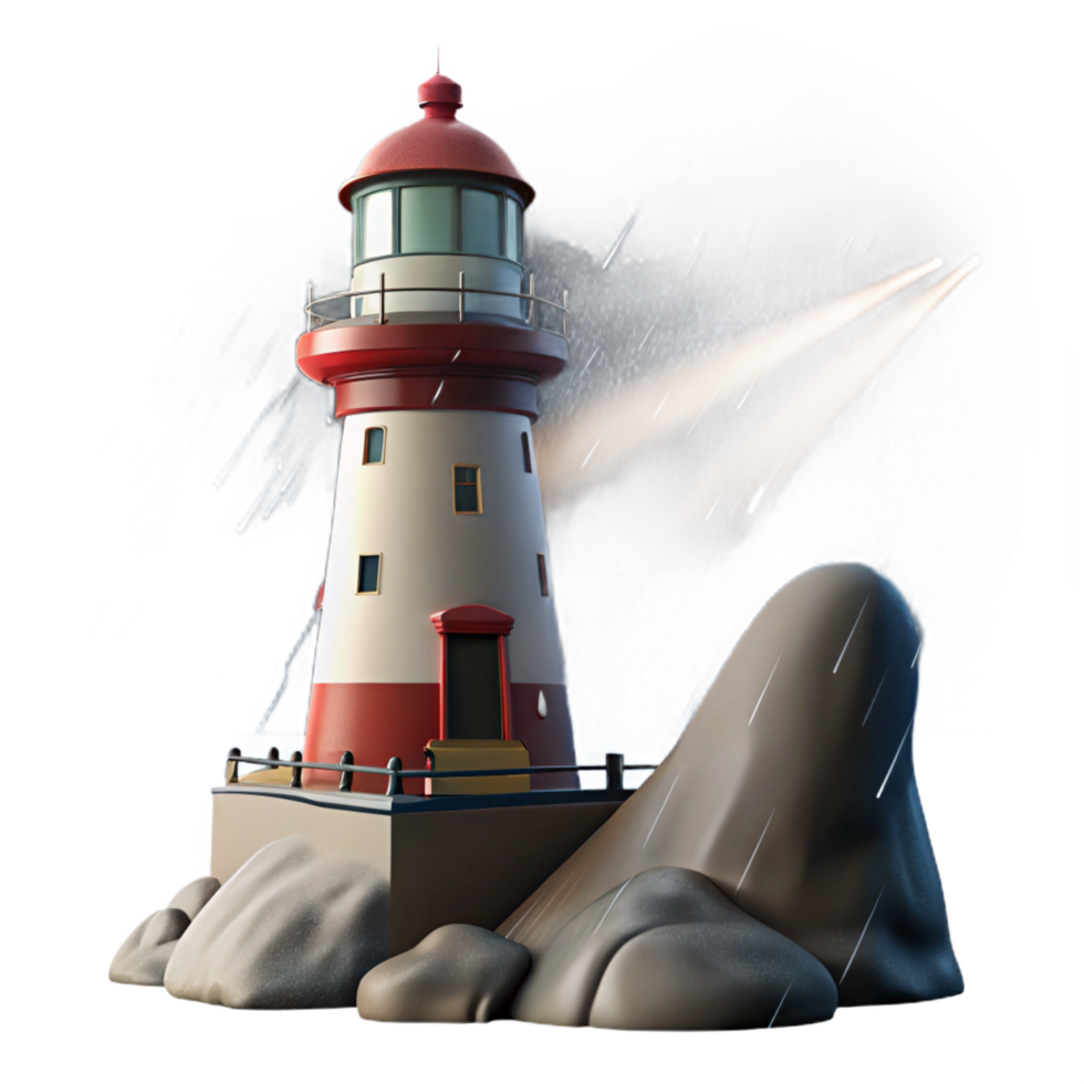 Lighthouse 3D Render Stormy Night png
