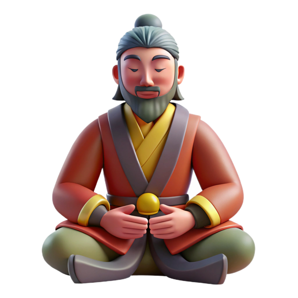 3D Render of a Meditating Figure png