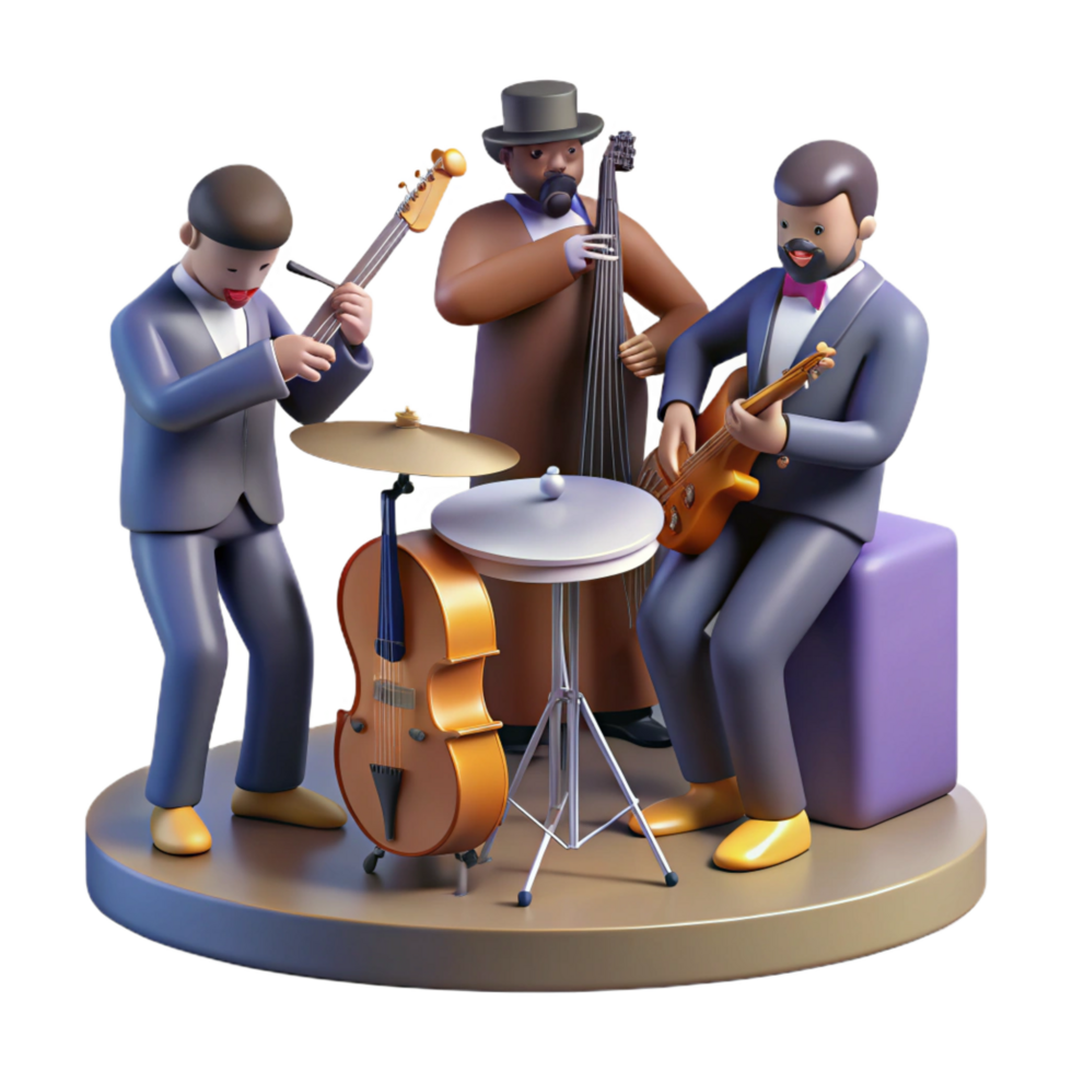 3D Cartoon Jazz Band Illustration png