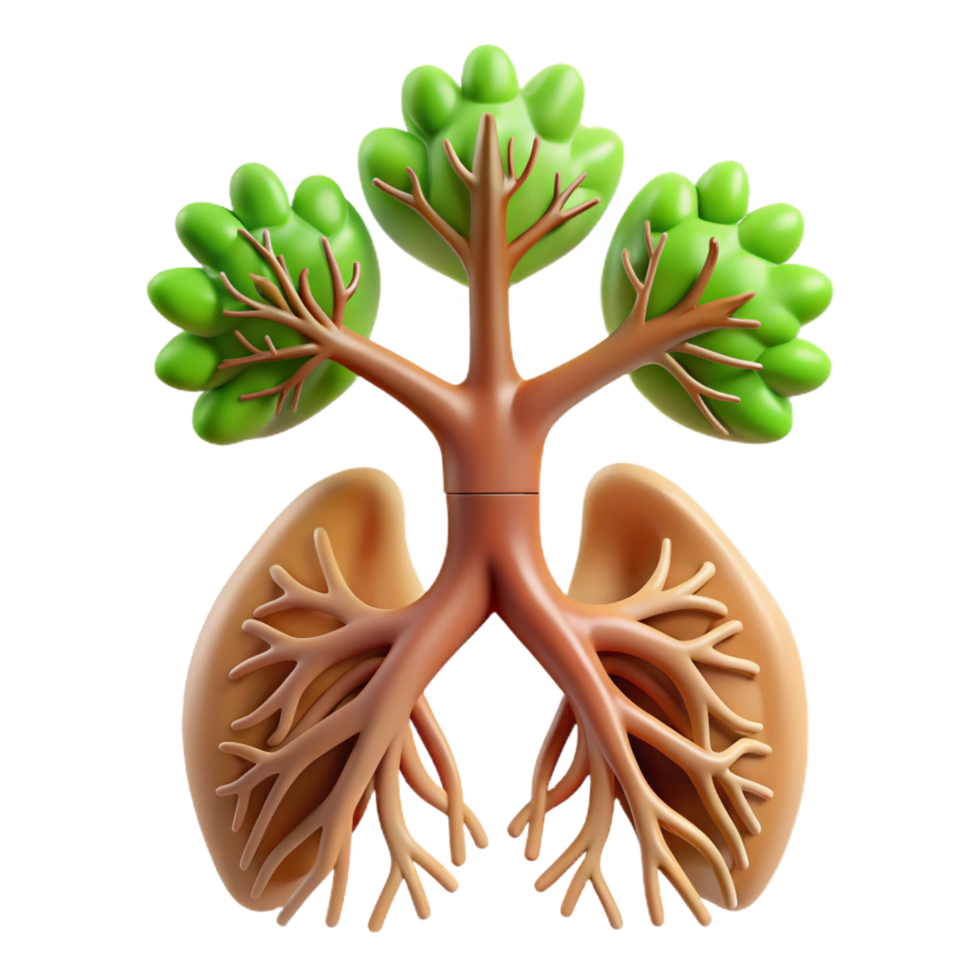 3D Lungs and Trees Illustration png