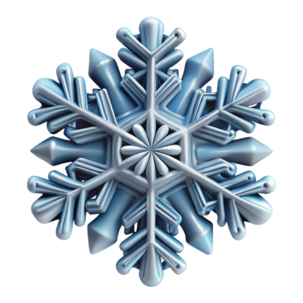 3D Render of a Blue Snowflake png