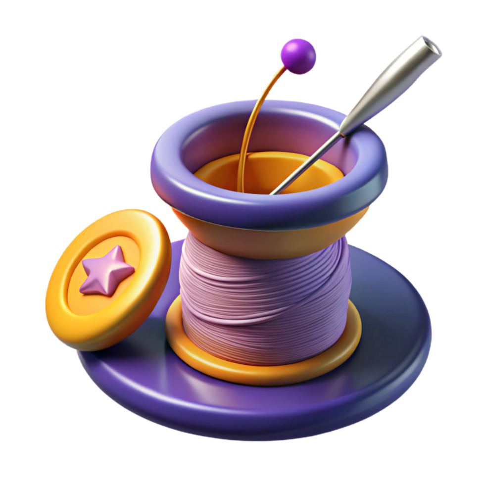 3D Render of Colorful Thread Spool png