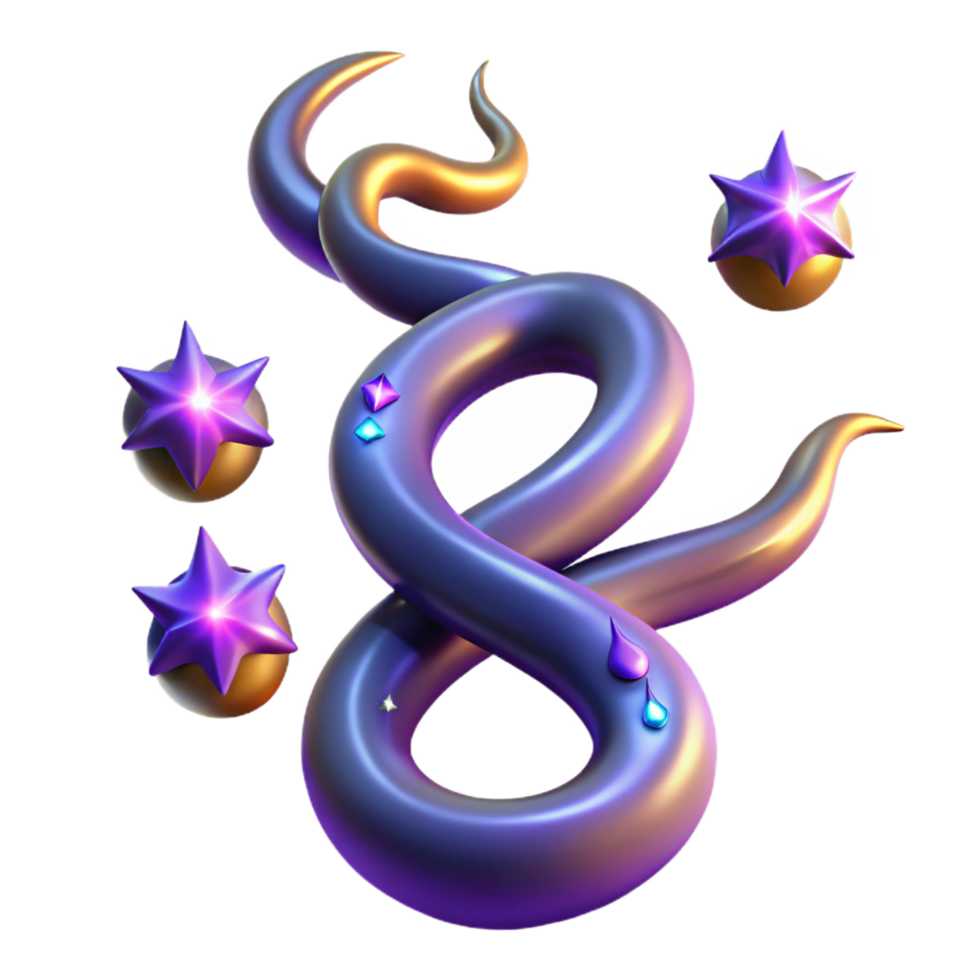 Abstract 3D Render of a Shiny Purple and Gold Design png