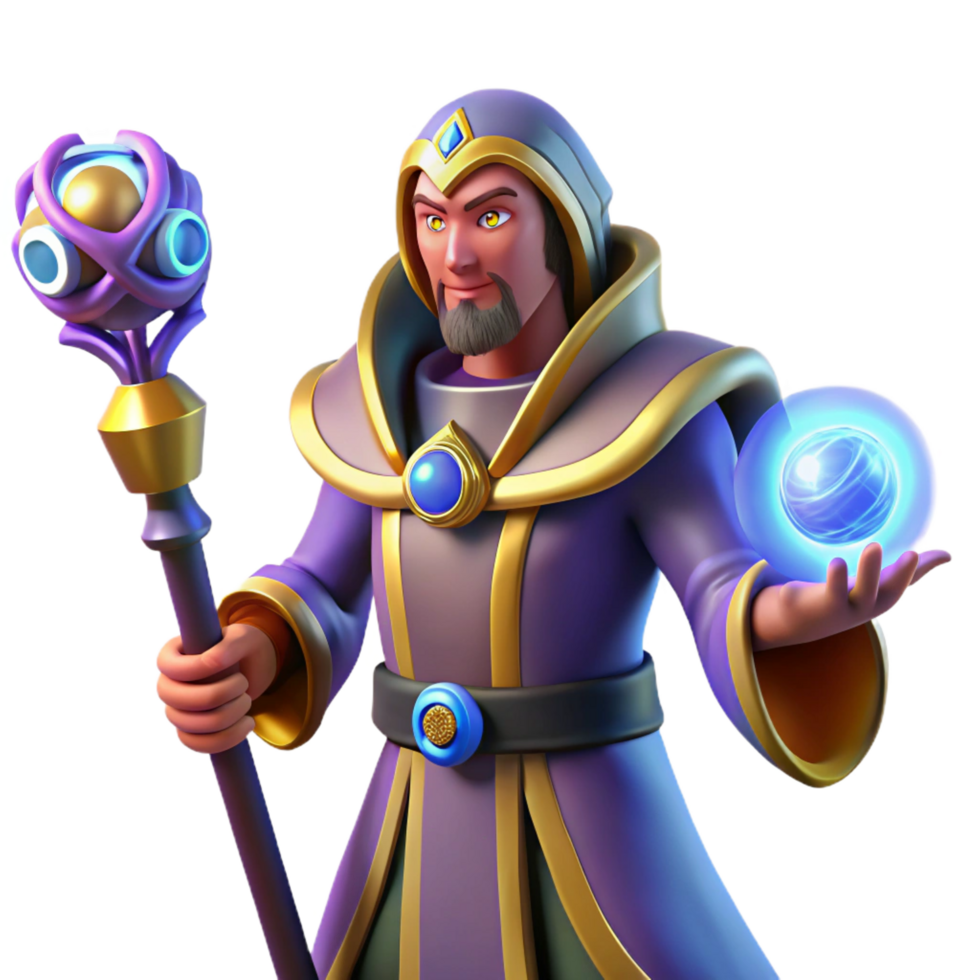 Wizard 3D Render Fantasy Game Character png