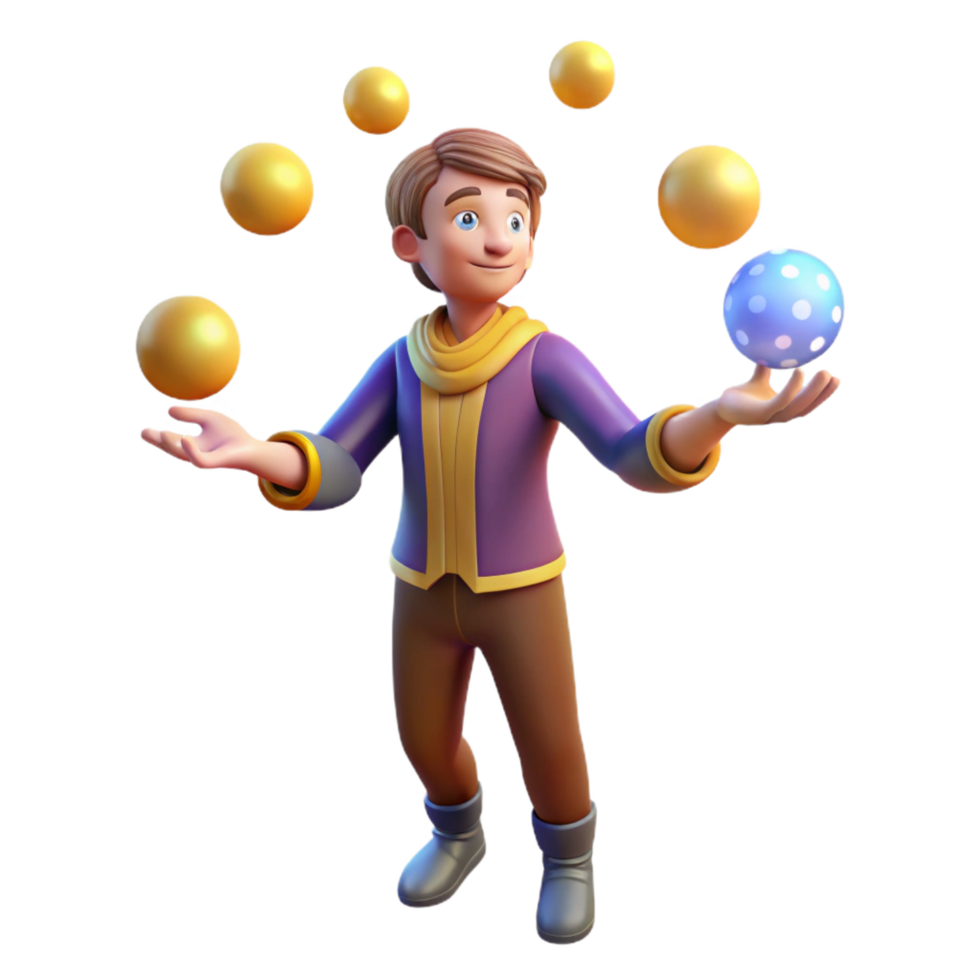 3D Juggler Cartoon Illustration png