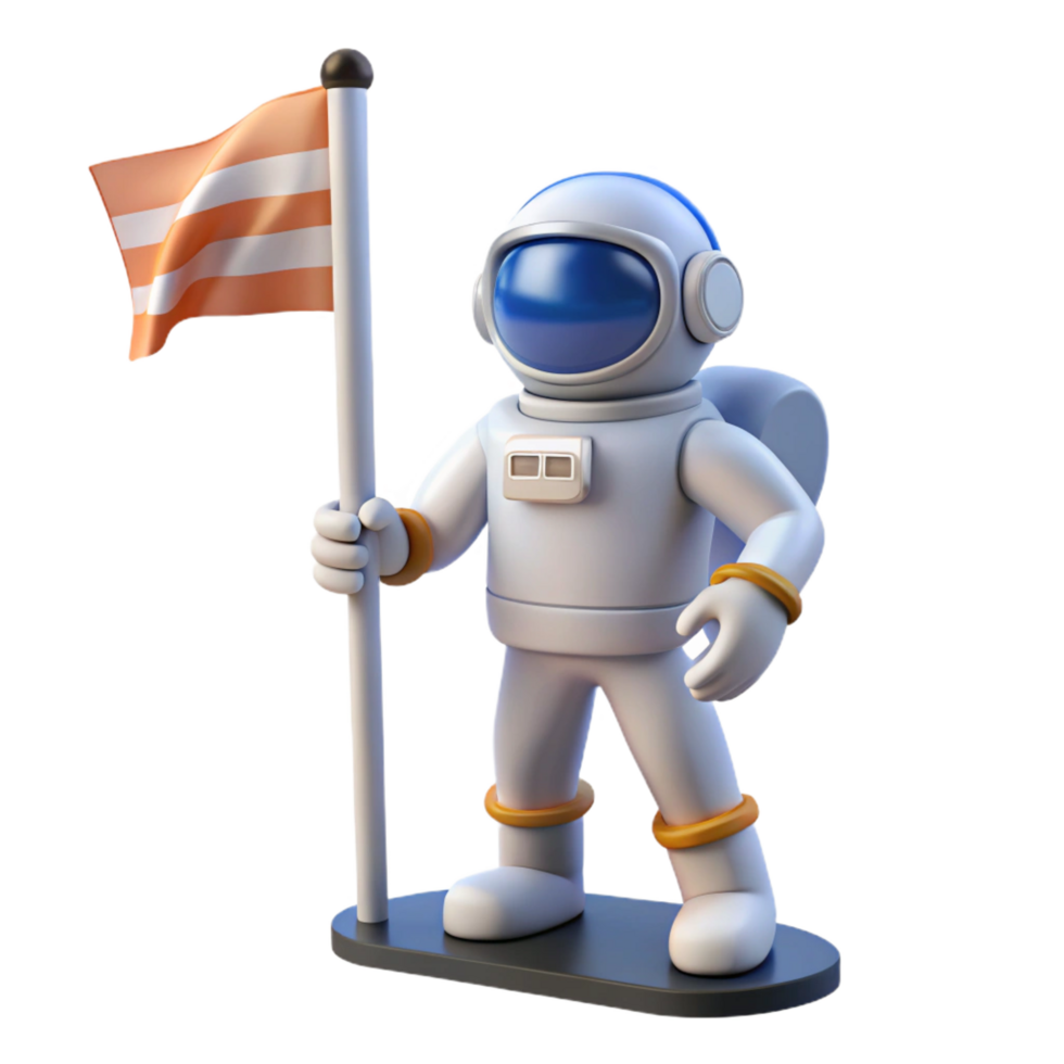3D Cartoon Astronaut with Flag Illustration png