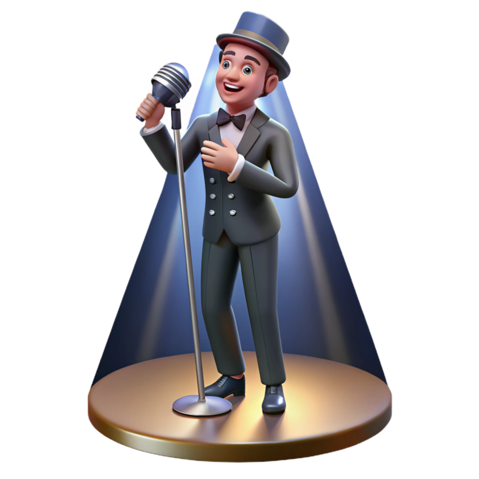 3D Singer Illustration Spotlight Stage png