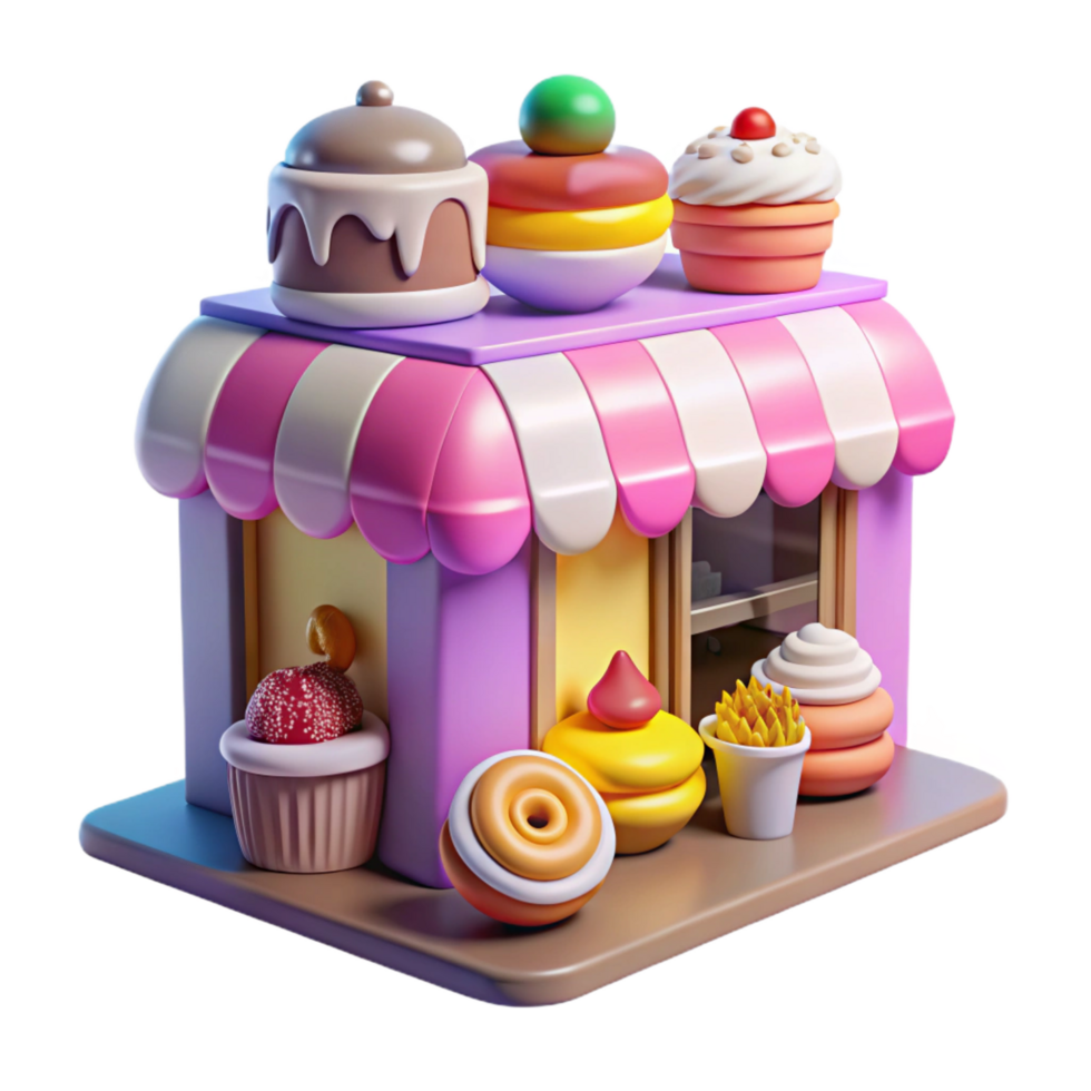 3D Cartoon Pastry Shop Illustration png