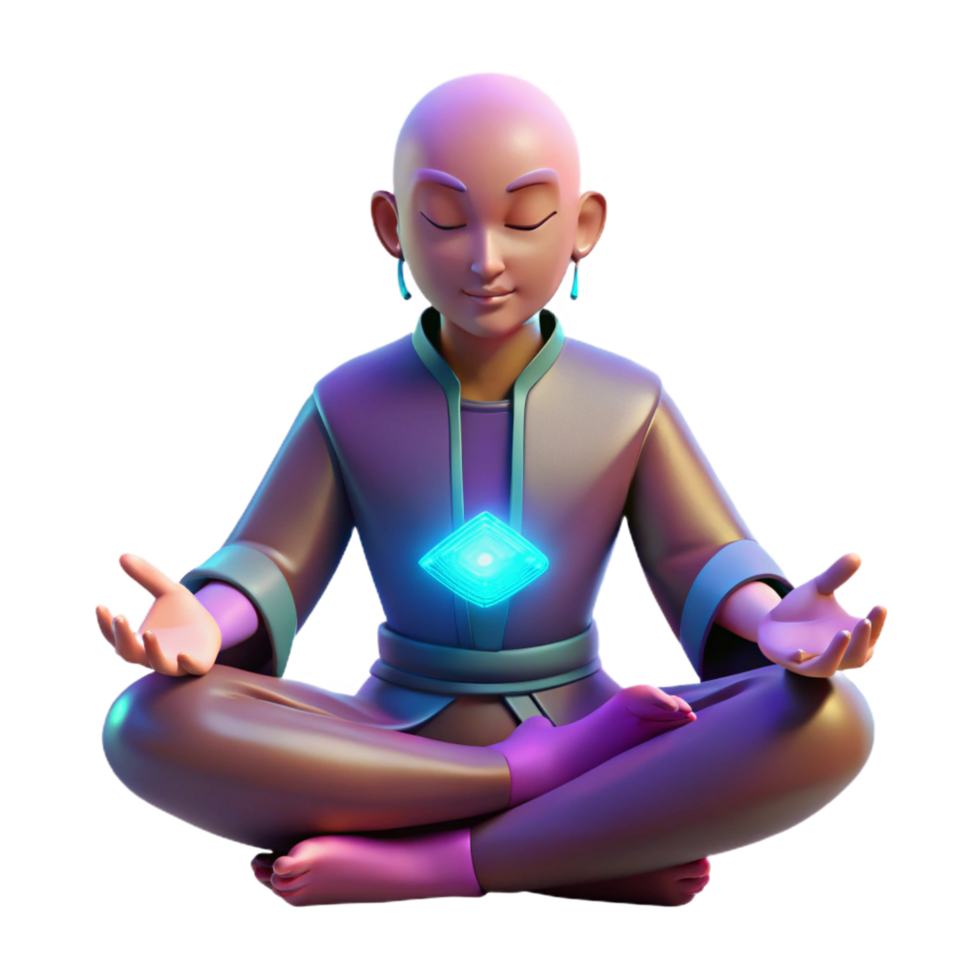 3D Render Peaceful Monk Meditating png
