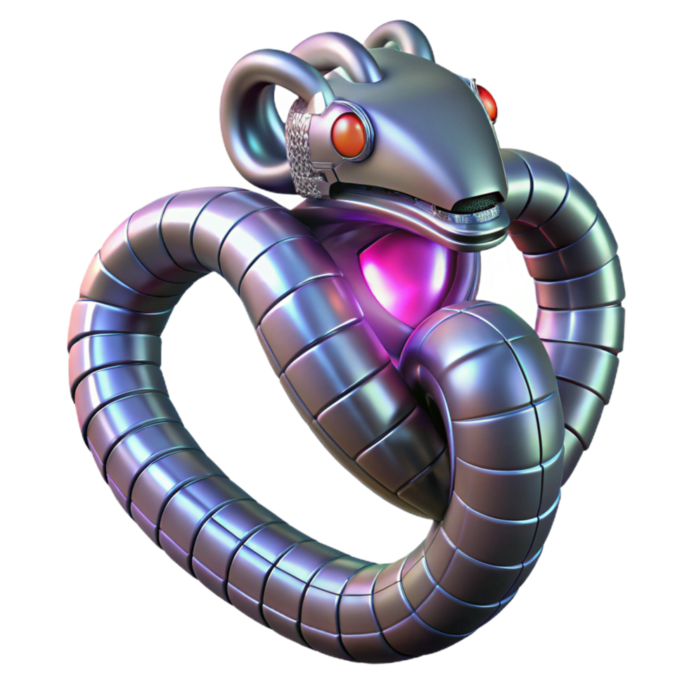 Metallic Robot Ram 3D Render png
