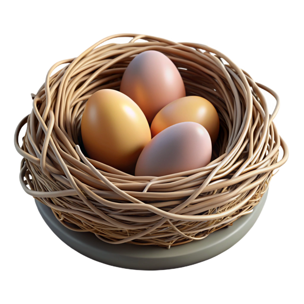 3D Render Bird Nest Eggs png